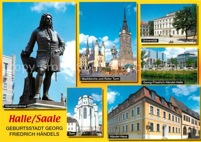 Halle Saale Haendeldenkmal Marktkirche Roter Turm Universitaet Georg Friedrich H