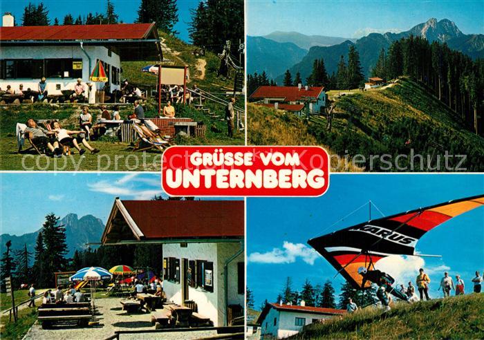 Ruhpolding Unternberg Alm Sonnenterrasse Drachenflugplatz und Hoerndlwand