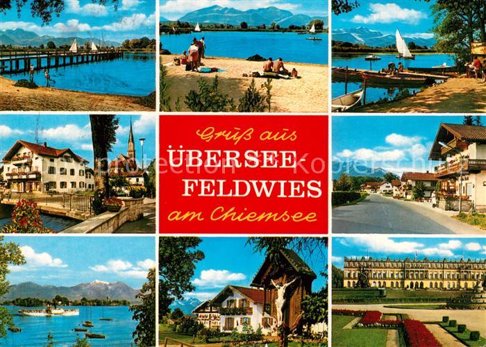 Feldwies Seebruecke Strand Ortsansichten Chiemsee Wegekreuz Schloss