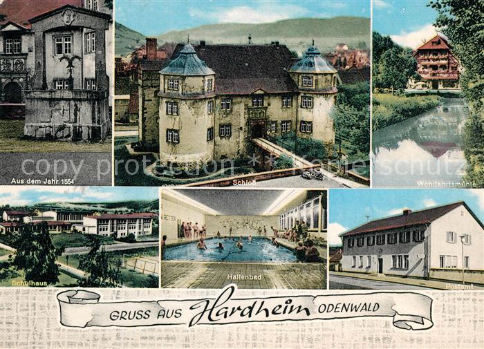 Hardheim Odenwald Schloss Wohlfahrtsmuehle Schulhaus Hallenbad Postamt