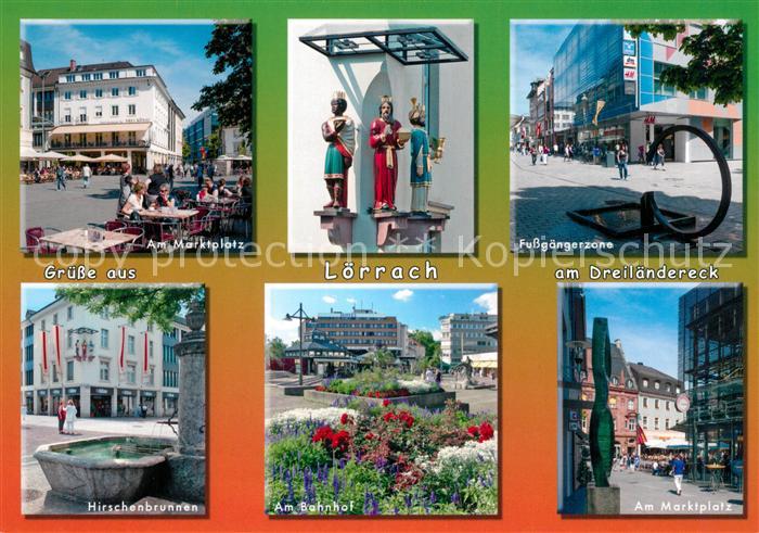 Loerrach Marktplatz Fussgaengerzone Hirschenbrunnen Bahnhof