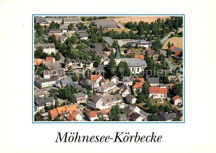 Koerbecke Moehnesee Ortskern mit St Pankratius Kirche Fliegeraufnahme