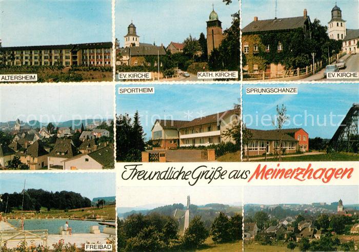 Meinerzhagen Altersheim Ev und Kath Kirche Sportheim Sprungschanze Freibad Sprun