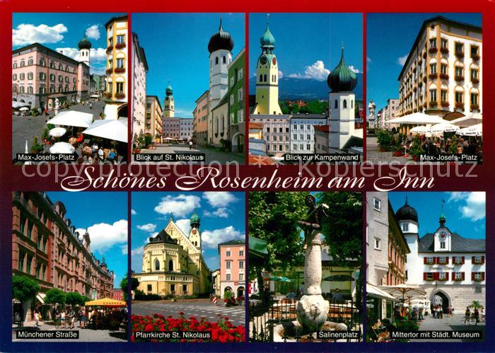 Rosenheim Bayern Max Josefs Platz St Nikolaus Kampenwand Muenchener Str Pfarrkir