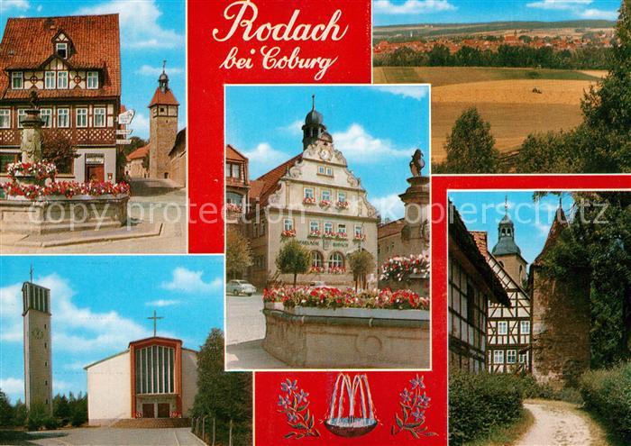Rodach Coburg Brunnen Rathaus Panorama Kirche