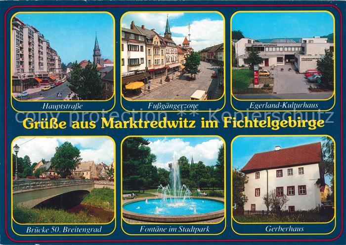 Marktredwitz Hauptstrasse Fussgaengerzone Egerland Kulturhaus Bruecke Fontaene S