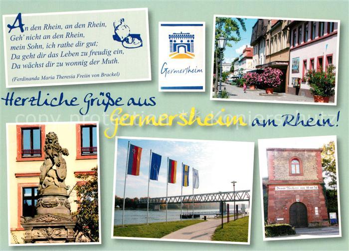 Germersheim Strassenpartie Brunnen Rheinpartie Turm