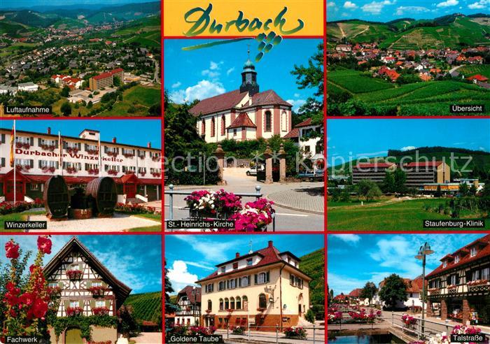 Durbach Fliegeraufnahme Winzerkeller Fachwerk St Heinrichs Kirche Goldene Taube