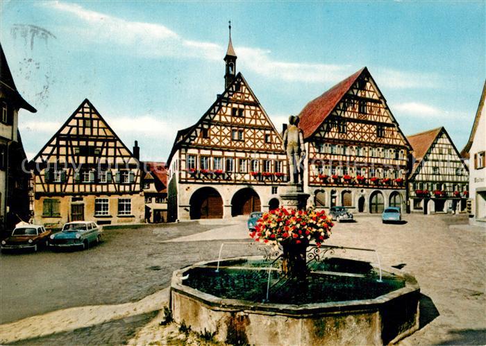 Dornstetten Wuerttemberg Marktplatz mit Brunnen
