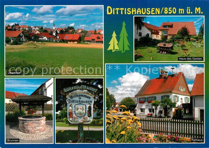 Dittishausen Teilansicht Haus des Gastes Brunnen Ortsschild Rathaus