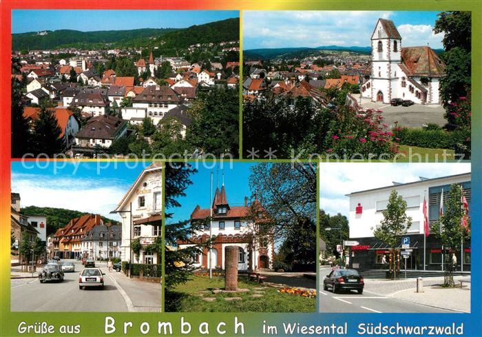 Brombach Loerrach Stadtblick Kirche Strasse Sparkasse Park