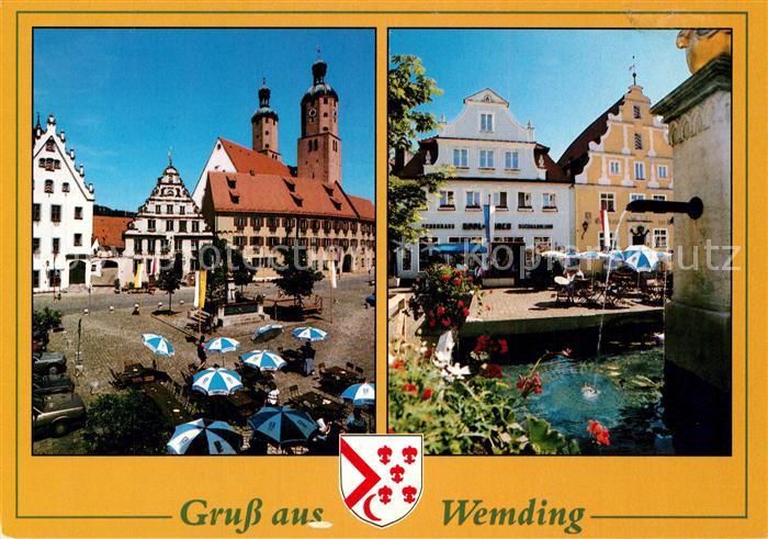 Wemding Kirche Marktplatz Brunnen