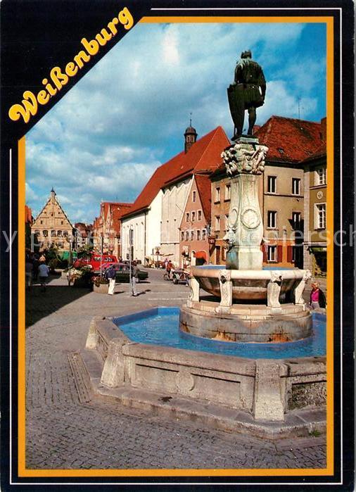 Weissenburg Bayern Kaiser Ludwig Brunnen mit Rathaus