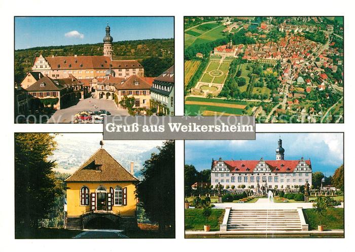 Weikersheim Schloss Marktplatz Fliegeraufnahme Park Gelbes Haus im Wildpark Karl