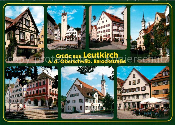 Leutkirch Fachwerk Marktplatz Rathaus Kirche Strassencafe