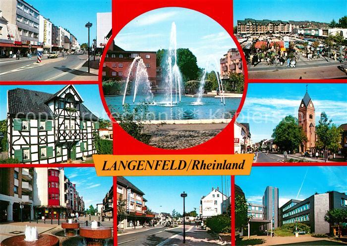 Langenfeld Rheinland Hauptstrasse Brunnen Markt Kirche Fachwerk
