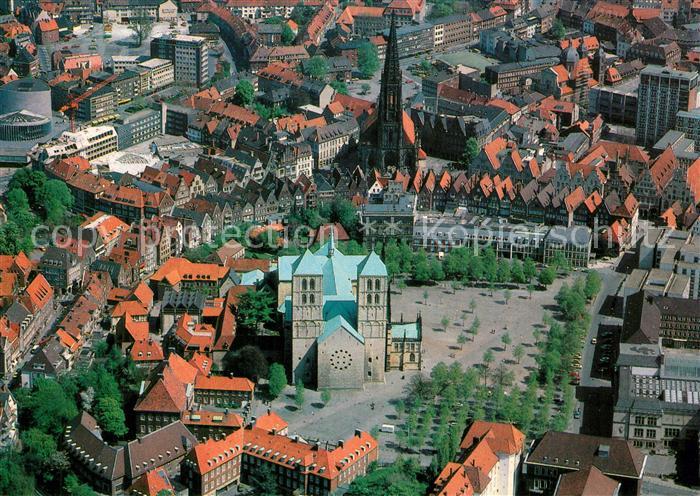 Muenster Westfalen Fliegeraufnahme mit Dom und St Lamberti Kirche