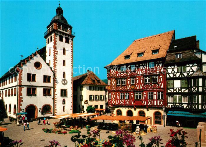 Mosbach Baden Marktplatz mit Rathaus und Palmsches Haus