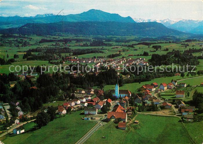 Waltenhofen Allgaeu Fliegeraufnahme mit Gruenten und Allgaeuer Hochgebirge