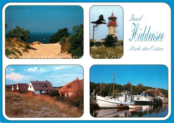 Insel Hiddensee Strandweg Leuchtturm Hafen Reethaeuser
