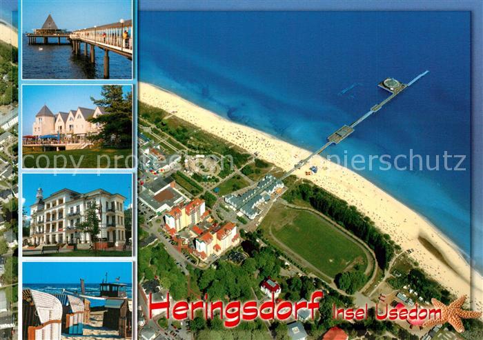 Heringsdorf Ostseebad Usedom Fliegeraufnahme Seebruecke Sanatorium Strand