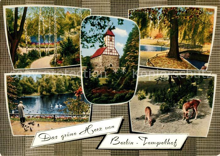 Tempelhof Berlin Kirche Teich Park Wildgehege