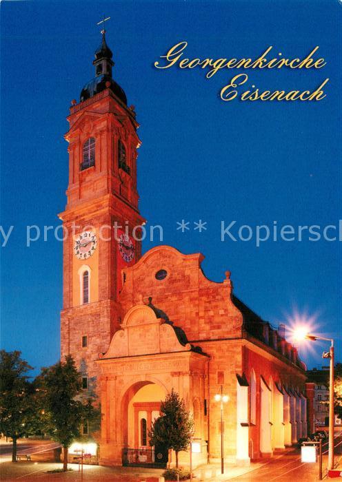 Eisenach Thueringen Georgenkirche Nachtaufnahme
