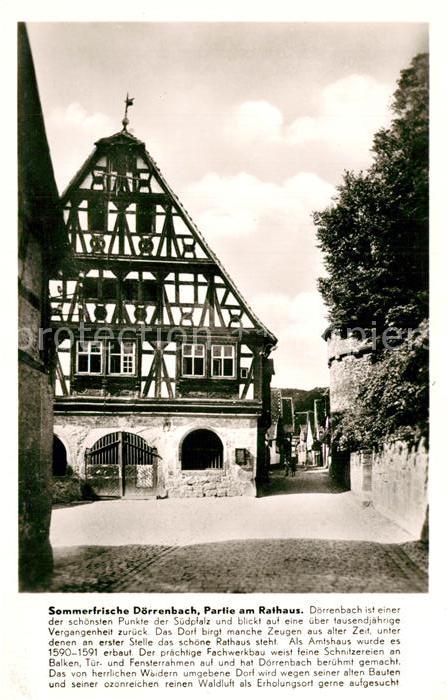 Doerrenbach Partie am Rathaus Fachwerkhaus Stadtmauer Franckh Chronik Karte