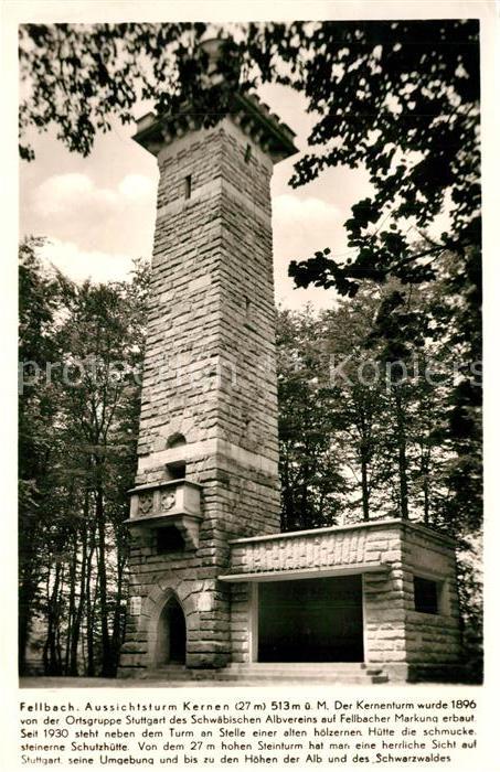 Fellbach Aussichtsturm Kernen Franckh Chronik Karte