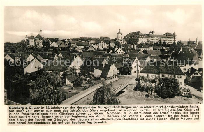 Guenzburg Stadtbild mit Schloss Franckh Chronik Karte