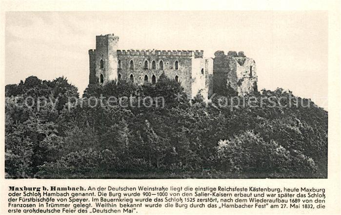 Hambach Heppenheim Burgruine Maxburg Franckh Chronik Karte