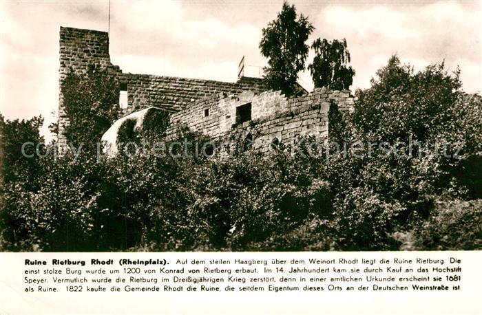 Rhodt Rietburg Burgruine Rietburg Hoehengaststaette Franckh Chronik Karte