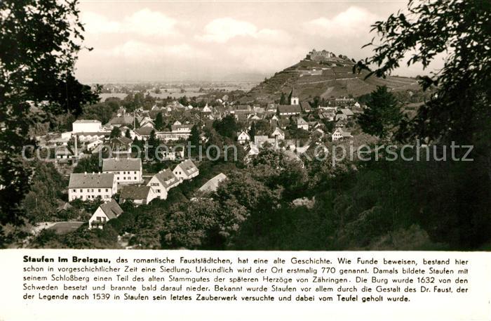 Staufen Breisgau Panorama Fauststadt Blick zum Schlossberg Burgruine Franckh Chr