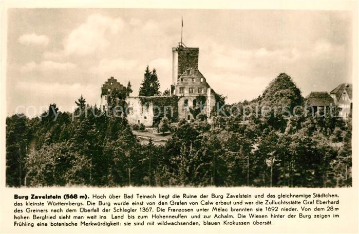 Bad Teinach-Zavelstein Burg Zavelstein Franckh Chronik Karte
