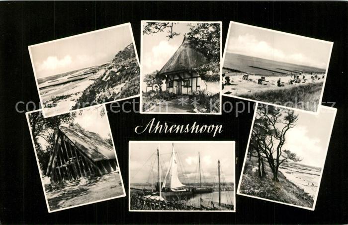 Ahrenshoop Ostseebad Strand Kueste Reetdachhaus Kirche Hafen Segelboot
