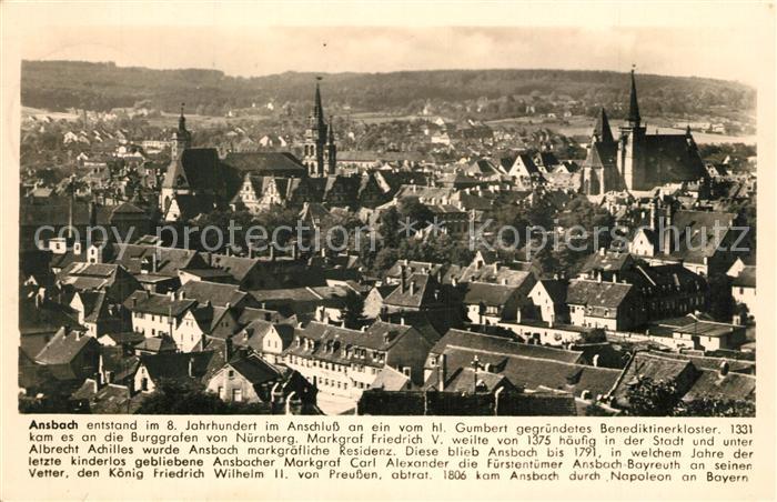 Ansbach Mittelfranken Stadtpanorama Franckh Chronik Karte