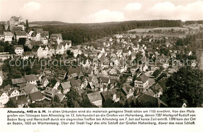 Altensteig Schwarzwald Stadtpanorama mit Burg Geschichte Franckh Chronik Karte