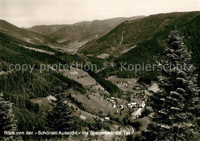 St Maergen Panorama Blick von der Schoenen Aussicht ins Simonswaelder Tal Schwar