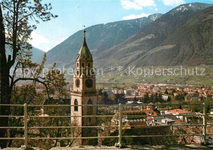 Meran Merano Passeggiata Tappeiner Tappeinerweg Kirche Stadtpanorama Berge