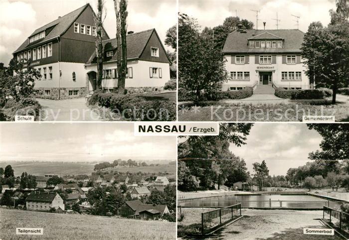 Nassau Erzgebirge Schule Gemeindeamt Sommerbad Freibad Teilansicht