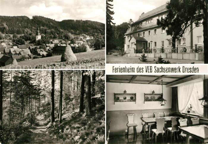 Geising Erzgebirge Ferienheim des VEB Sachsenwerk Dresden Ortsansicht mit Kirche