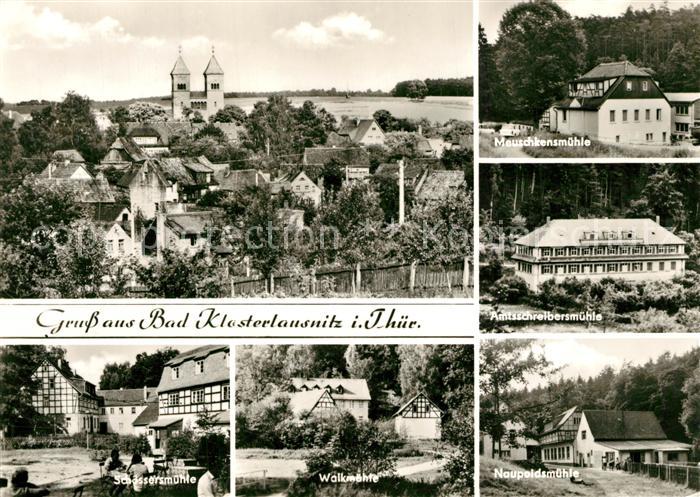 Bad Klosterlausnitz Ortsansicht mit Kirche Muehlen der Umgebung