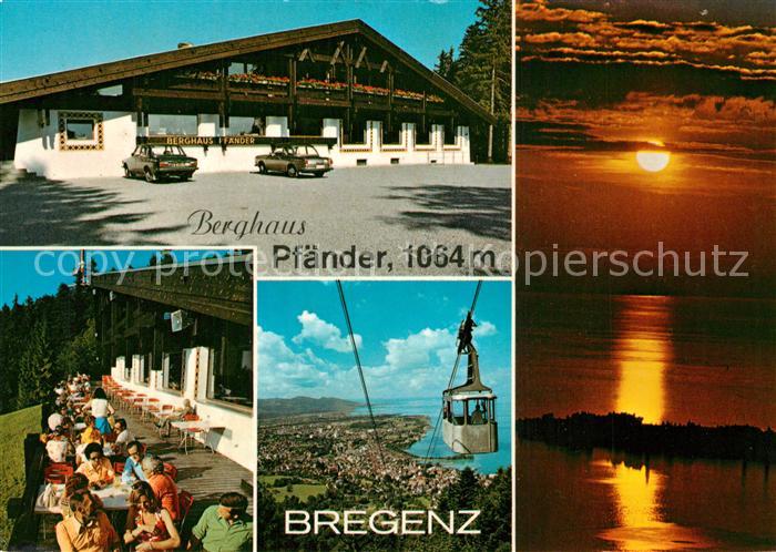 Bregenz Vorarlberg Berghaus Pfaender Bergbahn Sonnenuntergang ueber Lindau Boden