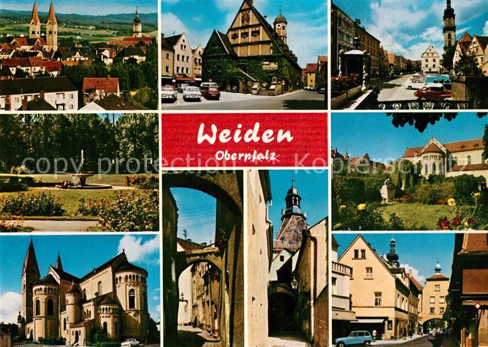 Weiden Oberpfalz Ortsmotive Kirche Parkanlage Brunnen Gasse Altstadt