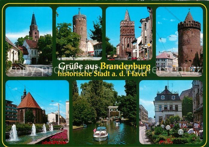 Brandenburg Havel Kirche Tuerme Wasserspiele Kanal Schleuse Innenstadt