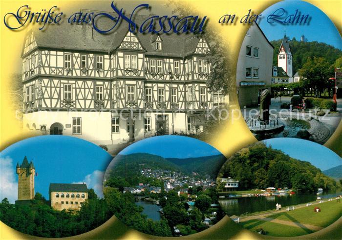 Nassau Lahn Rathaus Fachwerkhaus Brunnen Kirche Burg Uferpromenade an der Lahn S