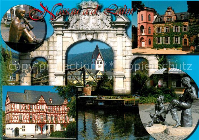 Nassau Lahn Trompeter Skulptur Plastik Rathaus Historisches Gebaeude Fachwerkhau