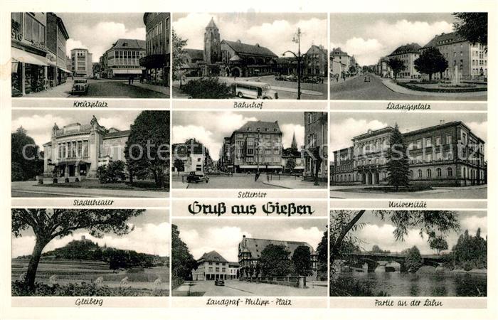 Giessen Lahn Kreuzplatz Bahnhof Ludwigsplatz Stadttheater Selterstor Universitae