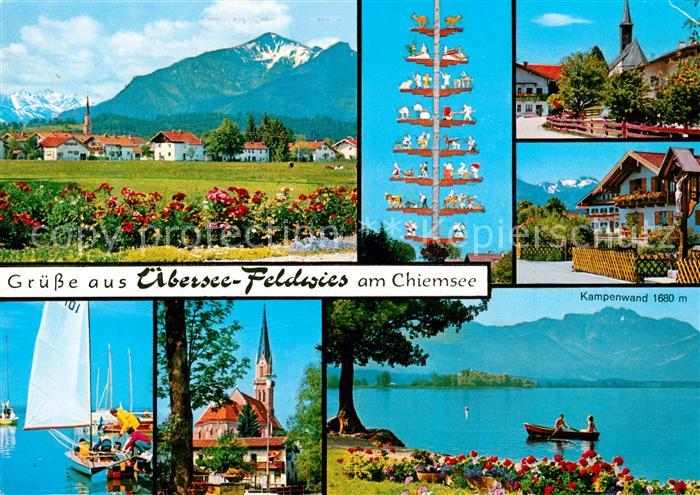 Feldwies Panorama Kampenwand Segelboote Kirche Zunftbaum