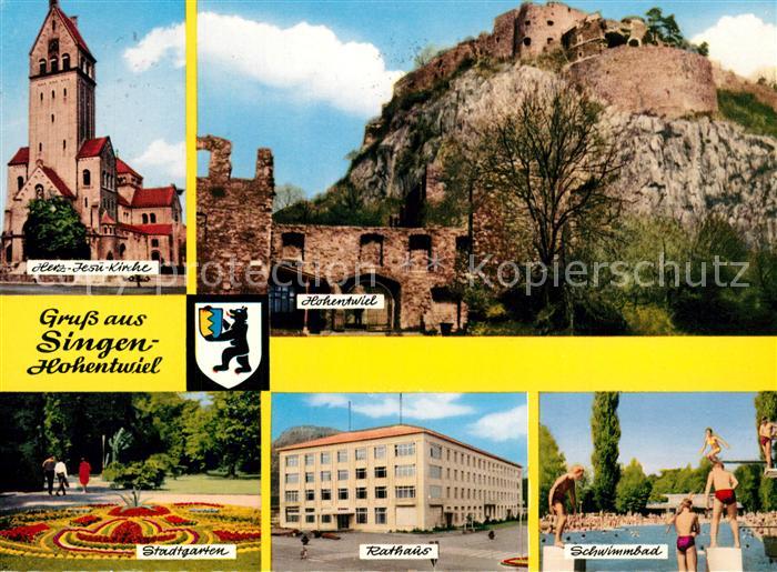 Singen Hohentwiel Herz Jesu Kirche Hohentwiel Stadtgarten Rathaus Schwimmbad